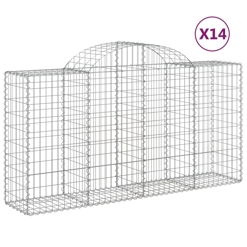 vidaXL Συρματοκιβώτια Τοξωτά 14 τεμ. 200x50x100/120 εκ. Γαλβαν. Ατσάλι