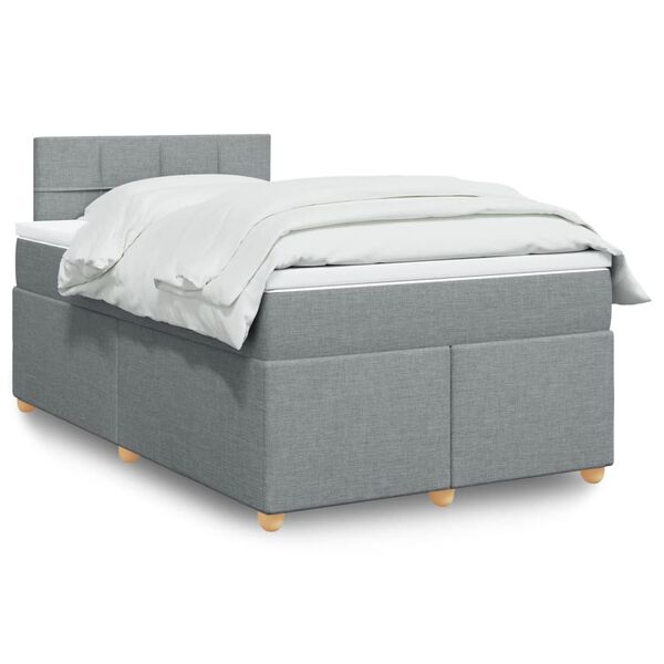 vidaXL Κρεβάτι Boxspring με Στρώμα Ανοιχτό Γκρι 120x190 εκ. Υφασμάτινο