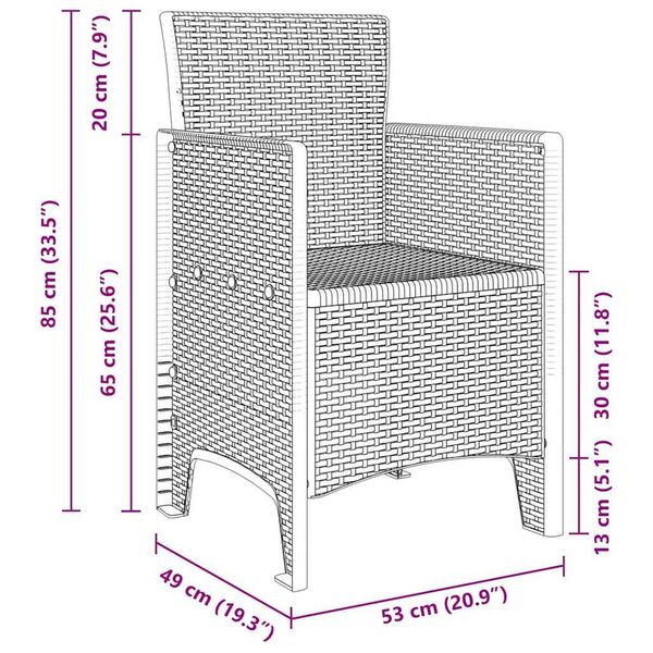 vidaXL Καρέκλα Κήπου 4 pcs Ανοιχτό γκρι 53 x 49 x 85 εκ. PP