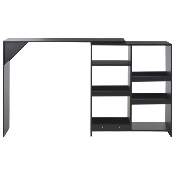 vidaXL Τραπέζι Μπαρ με Κινητή Ραφιέρα Μαύρο 138 x 39 x 110 εκ.