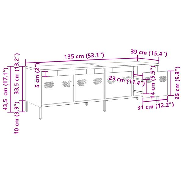 vidaXL Έπιπλο Τηλεόρασης Ροζ 135x39x43,5 εκ. Ατσάλι Ψυχρής Έλασης