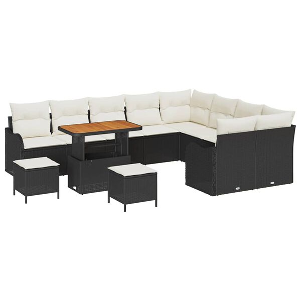 vidaXL Σετ Καναπέ Κήπου 12 pcs Μαύρο συνθετικό ρατάν