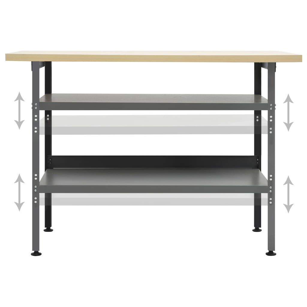 vidaXL Πάγκος Εργασίας Γκρι 120 x 60 x 85 εκ. Ατσάλινος