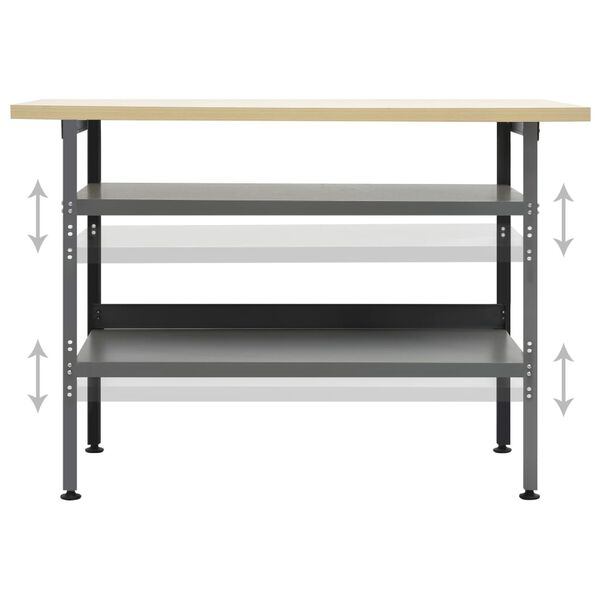 vidaXL Πάγκος Εργασίας Γκρι 120 x 60 x 85 εκ. Ατσάλινος