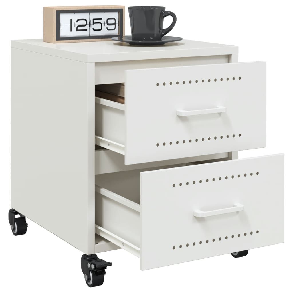 vidaXL Κομοδίνο Λευκό 36x39x43,5 εκ. από Χάλυβα