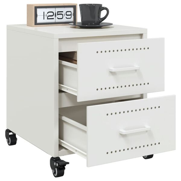vidaXL Κομοδίνο Λευκό 36x39x43,5 εκ. από Χάλυβα