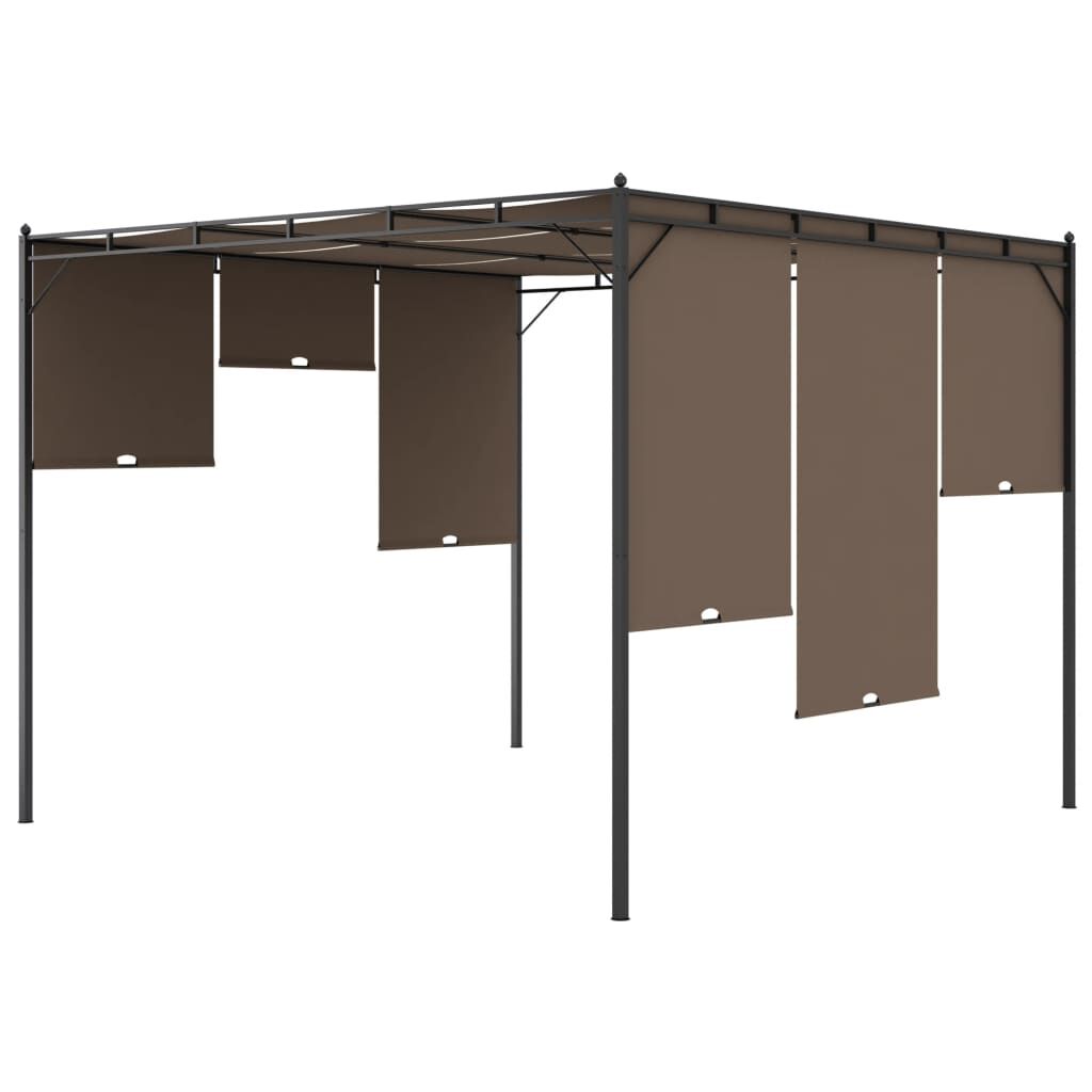 vidaXL Κιόσκι Κήπου Taupe 3 x 3 x 2,25 μ. με Πλαϊνή Κουρτίνα