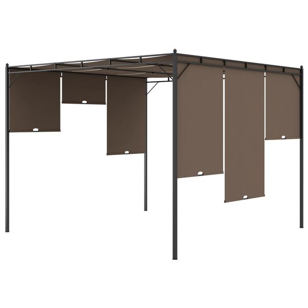 vidaXL Κιόσκι Κήπου Taupe 3 x 3 x 2,25 μ. με Πλαϊνή Κουρτίνα