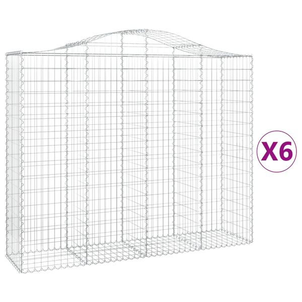 vidaXL Συρματοκιβώτια Τοξωτά 6 τεμ. 200x50x160/180 εκ. Γαλβαν. Ατσάλι