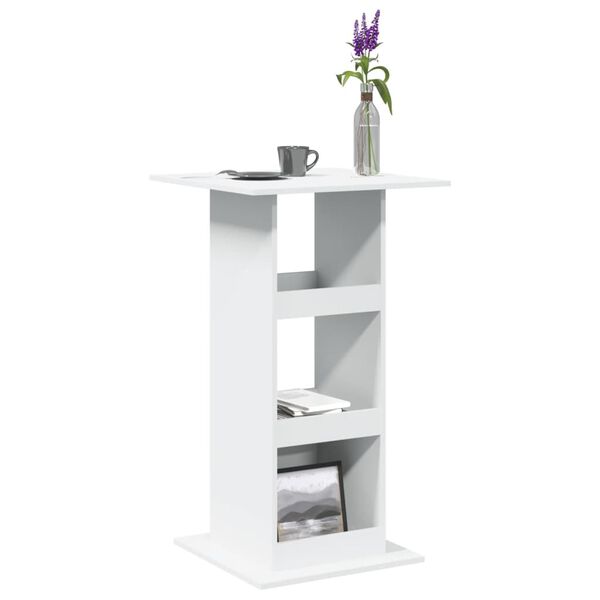 vidaXL Τραπέζι Μπαρ με Ράφια Λευκό 60x60x102 εκ. Επεξεργ. Ξύλο