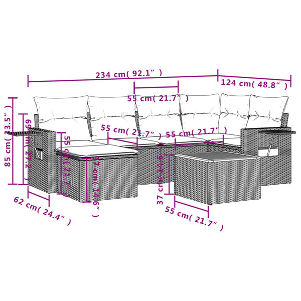 vidaXL &Kappa;&alpha;&nu;&alpha;&pi;έ&sigmaf; &Sigma;&epsilon;&tau; 7 &Tau;&epsilon;&mu;&alpha;&chi;ί&omega;&nu; &Mu;&alpha;ύ&rho;&omicron; &Sigma;&upsilon;&nu;&theta;&epsilon;&tau;&iota;&kappa;ό &Rho;&alpha;&tau;ά&nu; &mu;&epsilon; &Mu;&alpha;&xi;&iota;&lambda;ά&rho;&iota;&alpha;