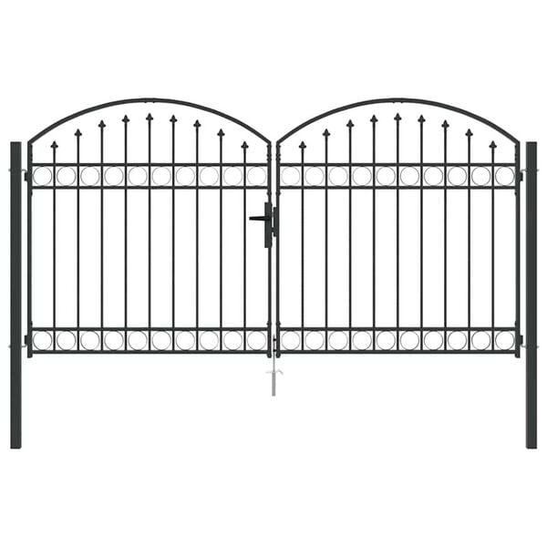 vidaXL Πύλη Φράχτη με κλειδαριά Γκρι 300 x 150 cm Ατσάλι