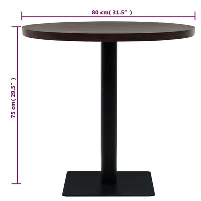 vidaXL Τραπέζι Bistro Στρογγυλό Σκούρο Σταχτί 80 x 75 εκ. MDF / Ατσάλι