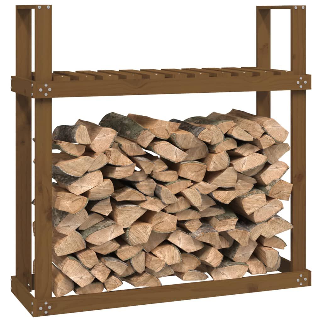 vidaXL Ραφιέρα Καυσόξυλων Καφέ Μελί 110x35x108,5 εκ. Μασίφ Ξύλο Πεύκου