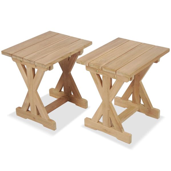 vidaXL Σκαμπό Κήπου 2 τεμ. 42 x 35 x 45 εκ. από Μασίφ Ξύλο Teak