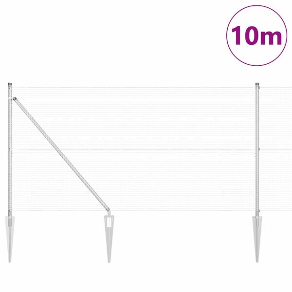 vidaXL Φράχτης με Στήλες. Ασημί 1.2 x 10 m Ατσάλι