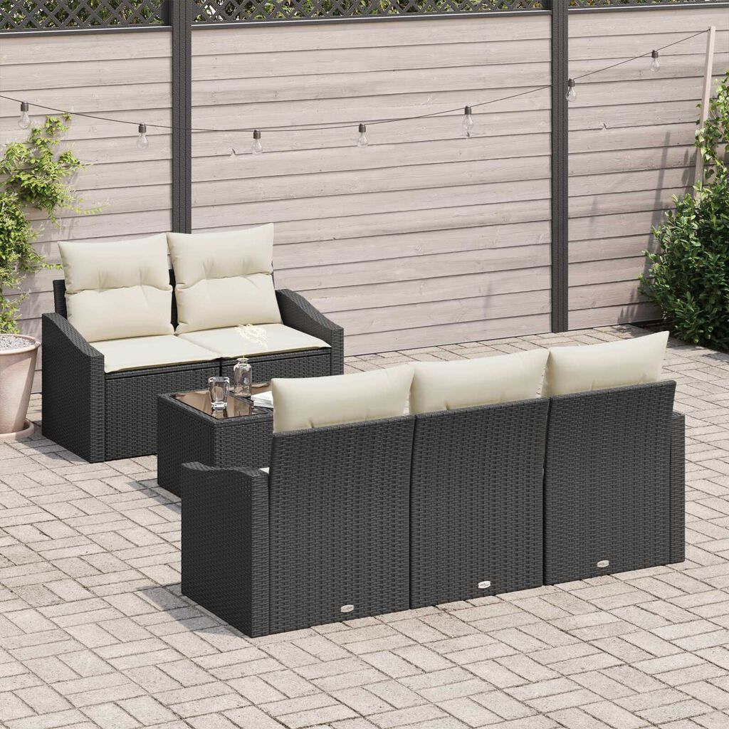 vidaXL Σετ Καναπέ Κήπου 6 pcs Μαύρο και Κρέμα 55 x 55 x 37 εκ