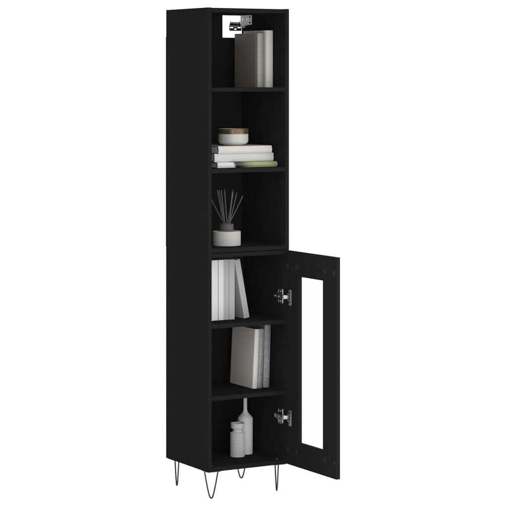 vidaXL Ντουλάπι Μαύρο 34,5 x 34 x 180 εκ. από Επεξεργασμένο Ξύλο