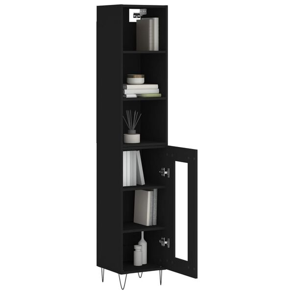 vidaXL Ντουλάπι Μαύρο 34,5 x 34 x 180 εκ. από Επεξεργασμένο Ξύλο