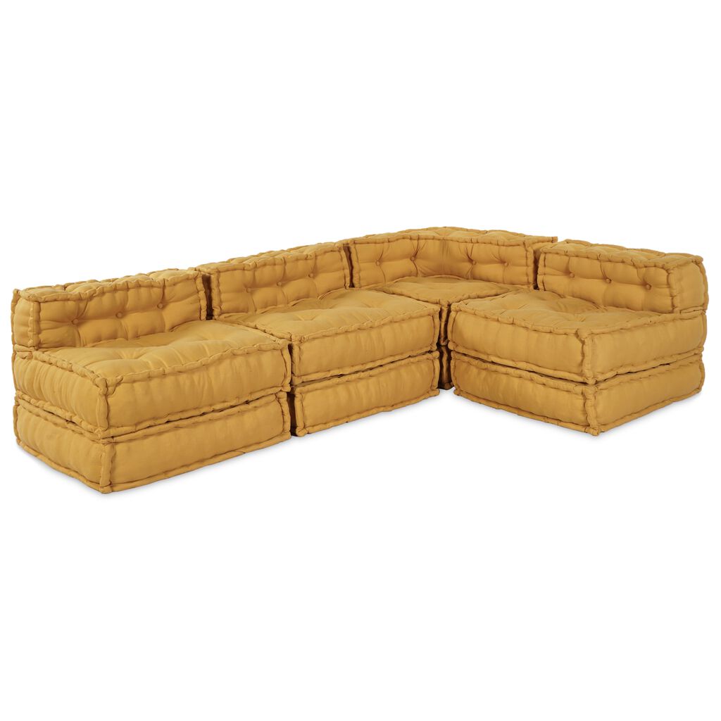 vidaXL Modular Pouffes 4 κομμάτια Κίτρινο Υφασμάτινο