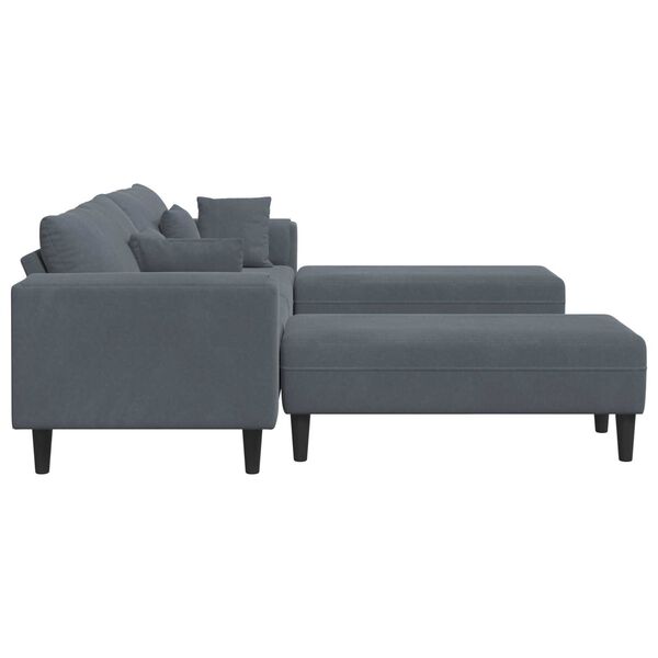 vidaXL Βελούδινος καναπές 3 pcs Σκούρο Γκρι 208 εκ. Βελούδο