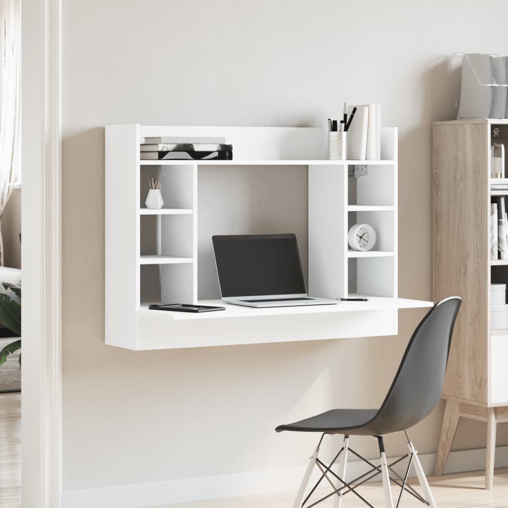 vidaXL Γραφείο Τοίχου Λευκό 105x48x75 εκ. από Επεξεργασμένο Ξύλο