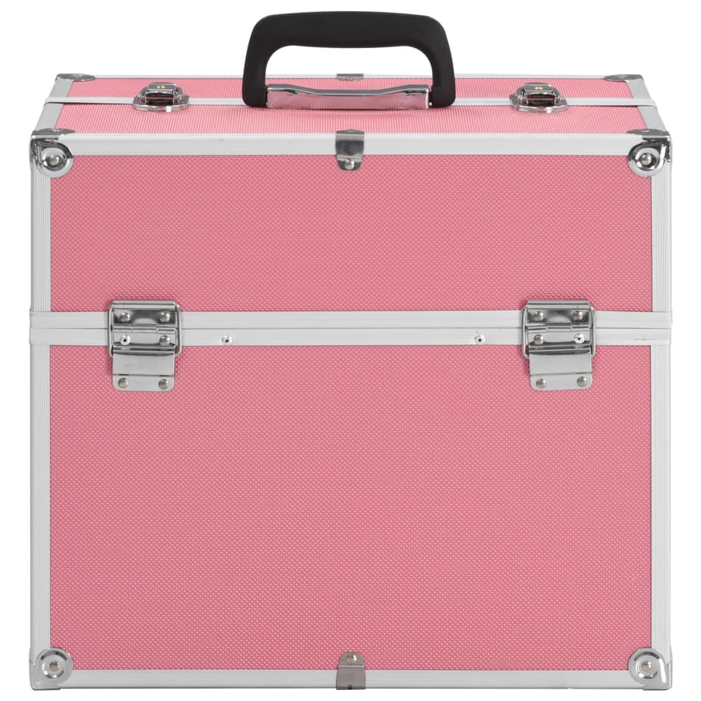 vidaXL Βαλίτσα Μακιγιάζ Ροζ 38x23x34 εκ. Αλουμινίου
