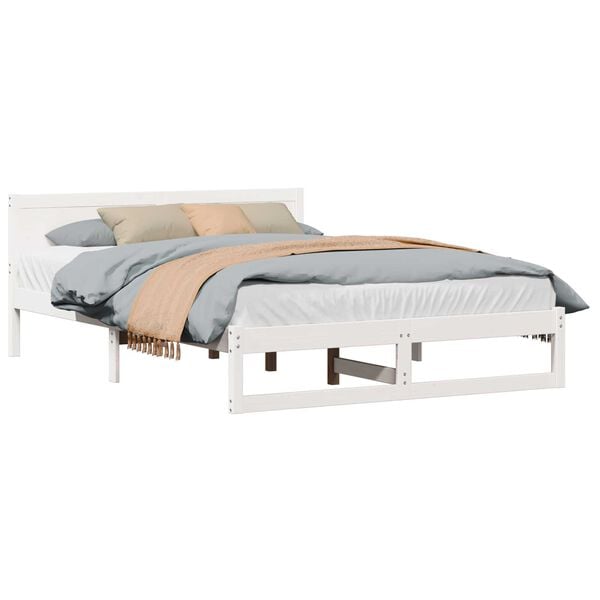 vidaXL Σκελετός Κρεβατιού Λευκό 140 x 200 cm Μασίφ ξύλο πεύκου