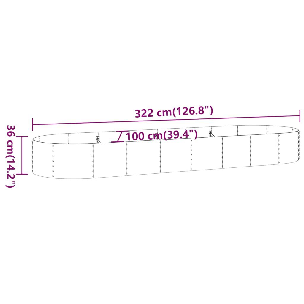 vidaXL Ζαρντινιέρα Ανθρακί 322x100x36εκ Ατσάλι με Ηλεκτρ. Βαφή Πούδρας
