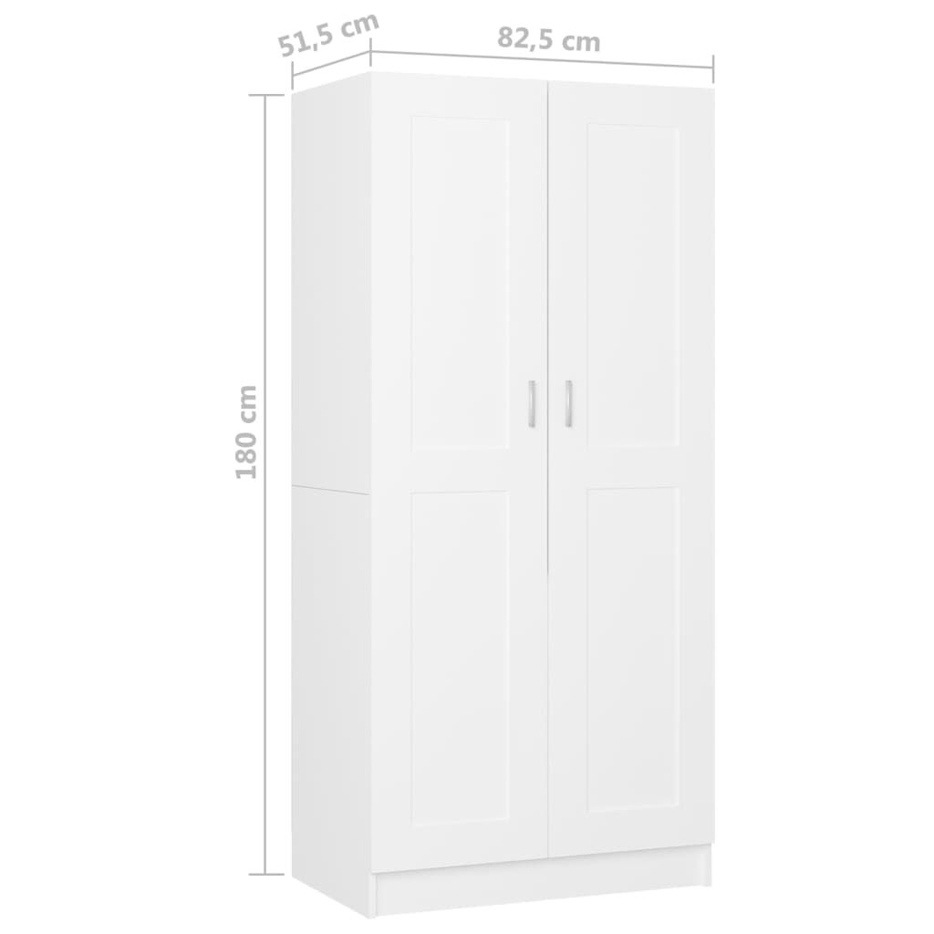 vidaXL Ντουλάπα Λευκή 85,2 x 51,5 x 180 εκ. από Επεξ. Ξύλο