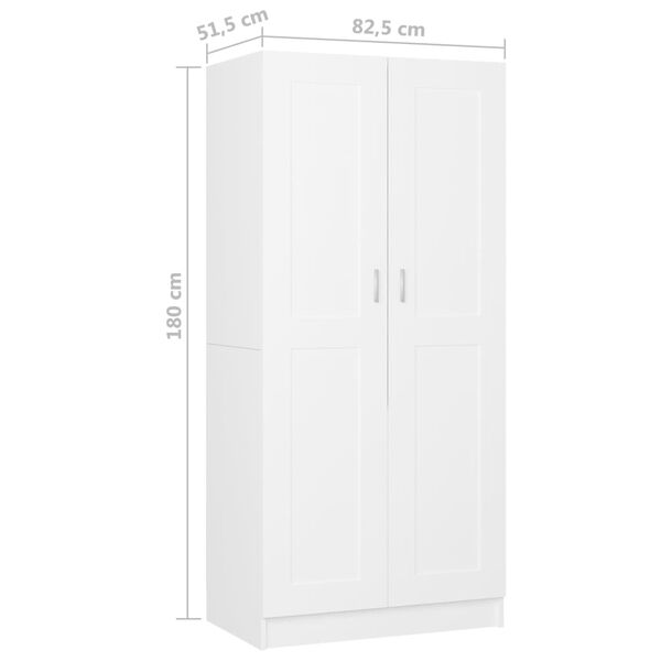 vidaXL Ντουλάπα Λευκή 85,2 x 51,5 x 180 εκ. από Επεξ. Ξύλο