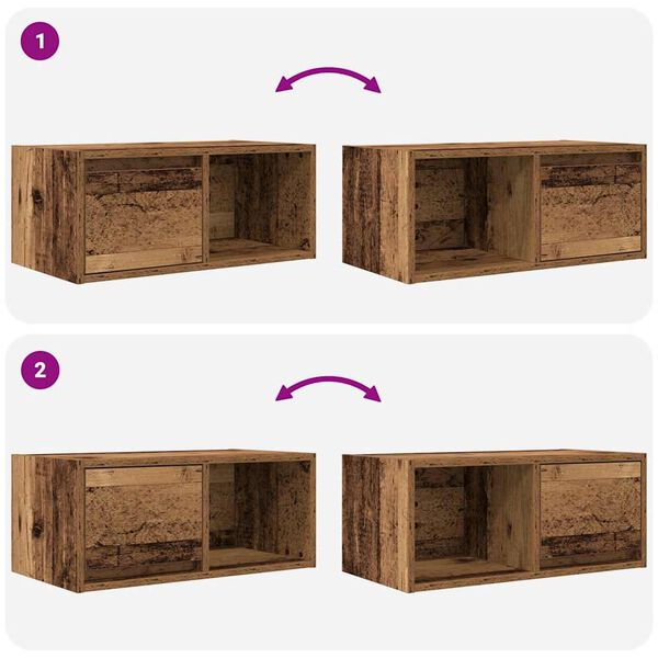 vidaXL Έπιπλο Τηλεόρασης Παλιό ξύλο 60x31x25,5 εκ. Επεξεργασμένο Ξύλο
