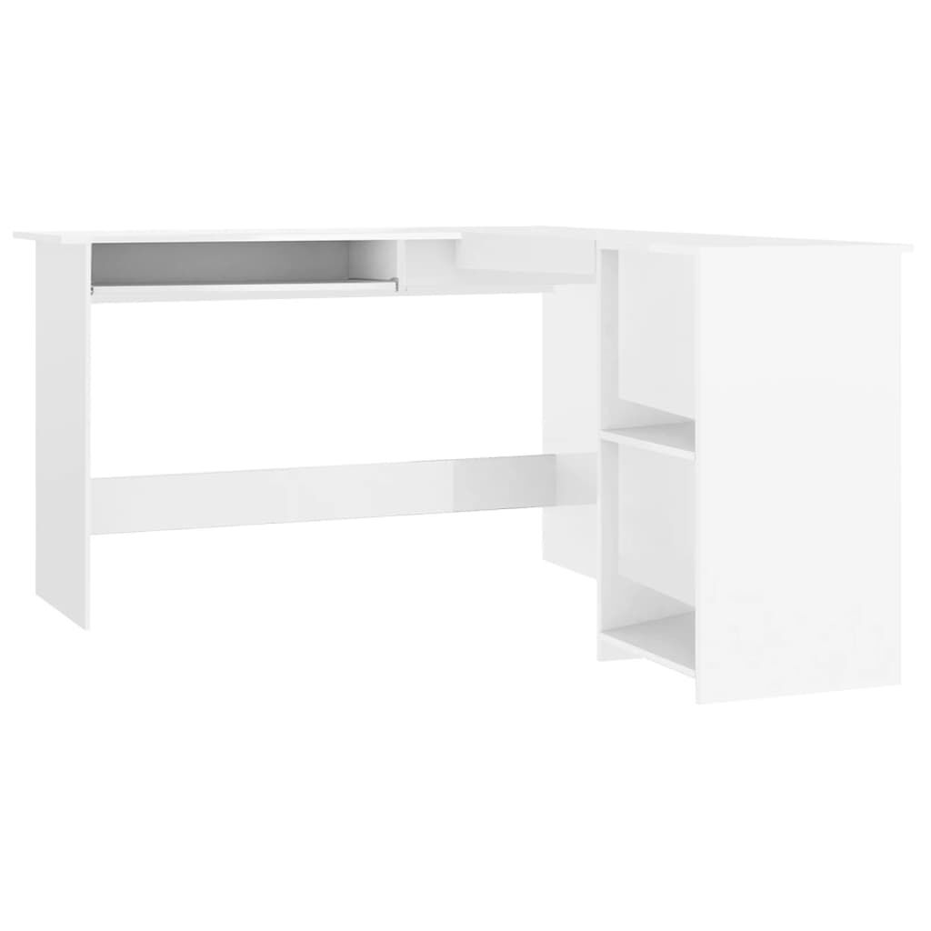 vidaXL Γραφείο Γωνιακό Γυαλιστερό Λευκό 120 x 140 x 75 εκ. Επεξ. Ξύλο