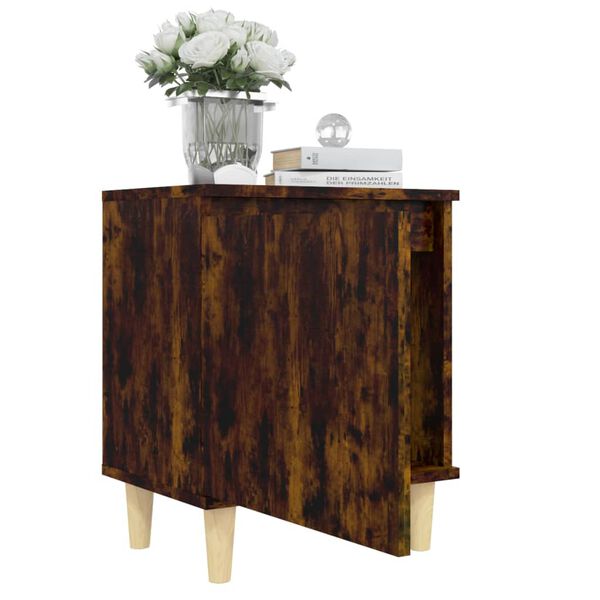 vidaXL Κομοδίνα 2 τεμ. Καπνιστή Δρυς 40x30x50εκ. & Μασίφ Ξύλινα Πόδια