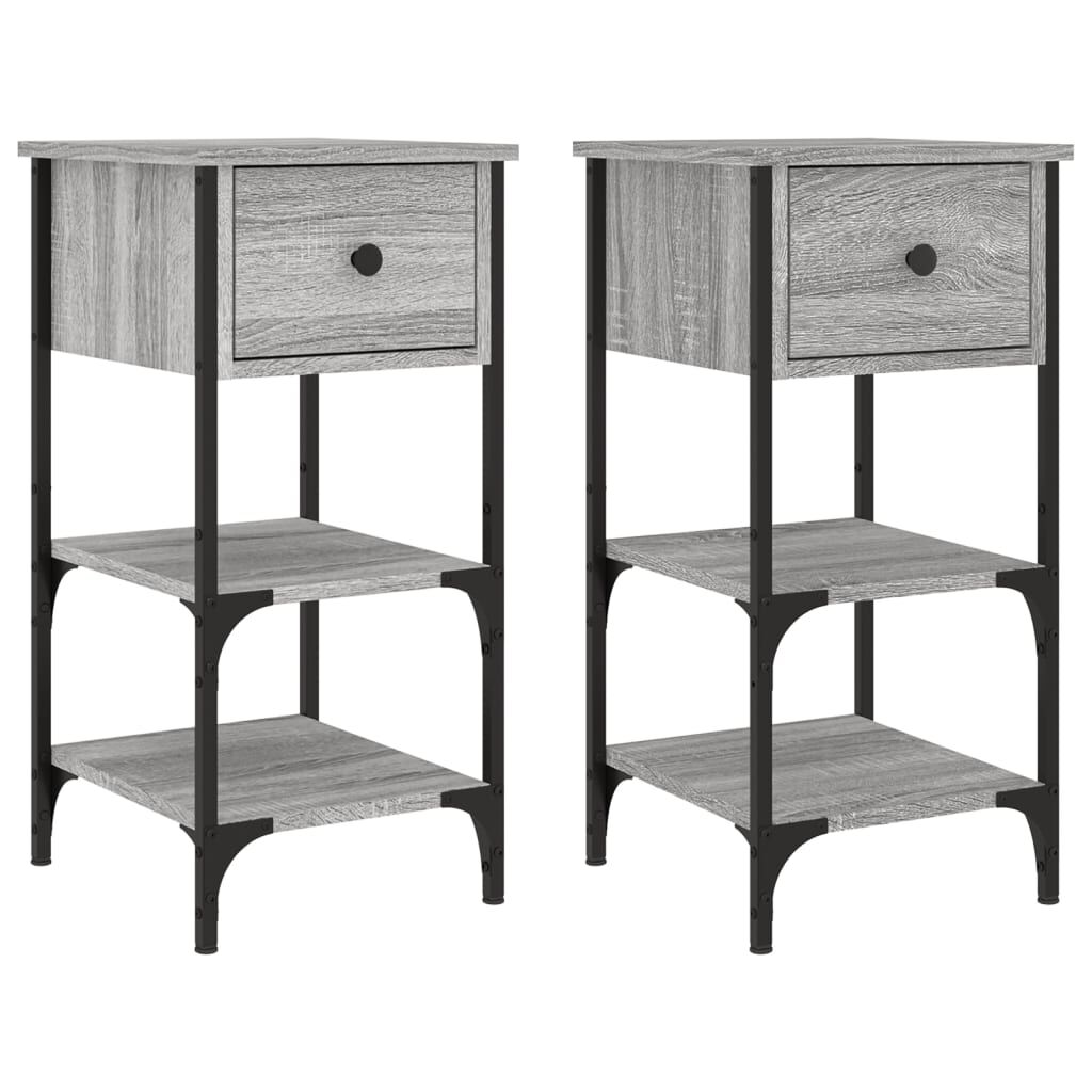 vidaXL Κομοδίνα 2 τεμ. Γκρι Sonoma 34x36x70 εκ. από Επεξεργασμένο Ξύλο