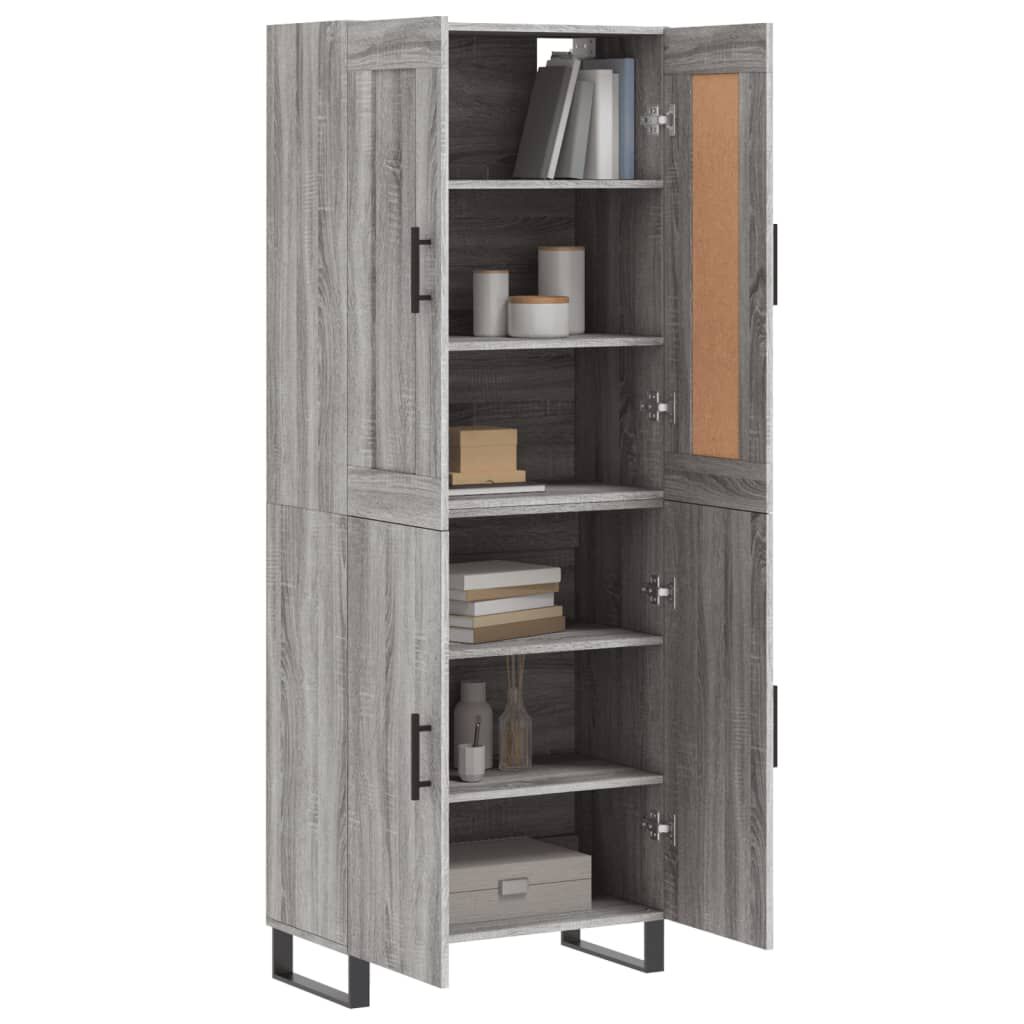 vidaXL Ντουλάπι Γκρι Sonoma 69,5 x 34 x 180 εκ. Επεξεργασμένο Ξύλο