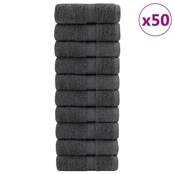 vidaXL Πετσέτες Πλυσίματος Premium SOLUND 50 τεμάχια Ανθρακί 30x30 εκ. 600 γρ./τ.μ.