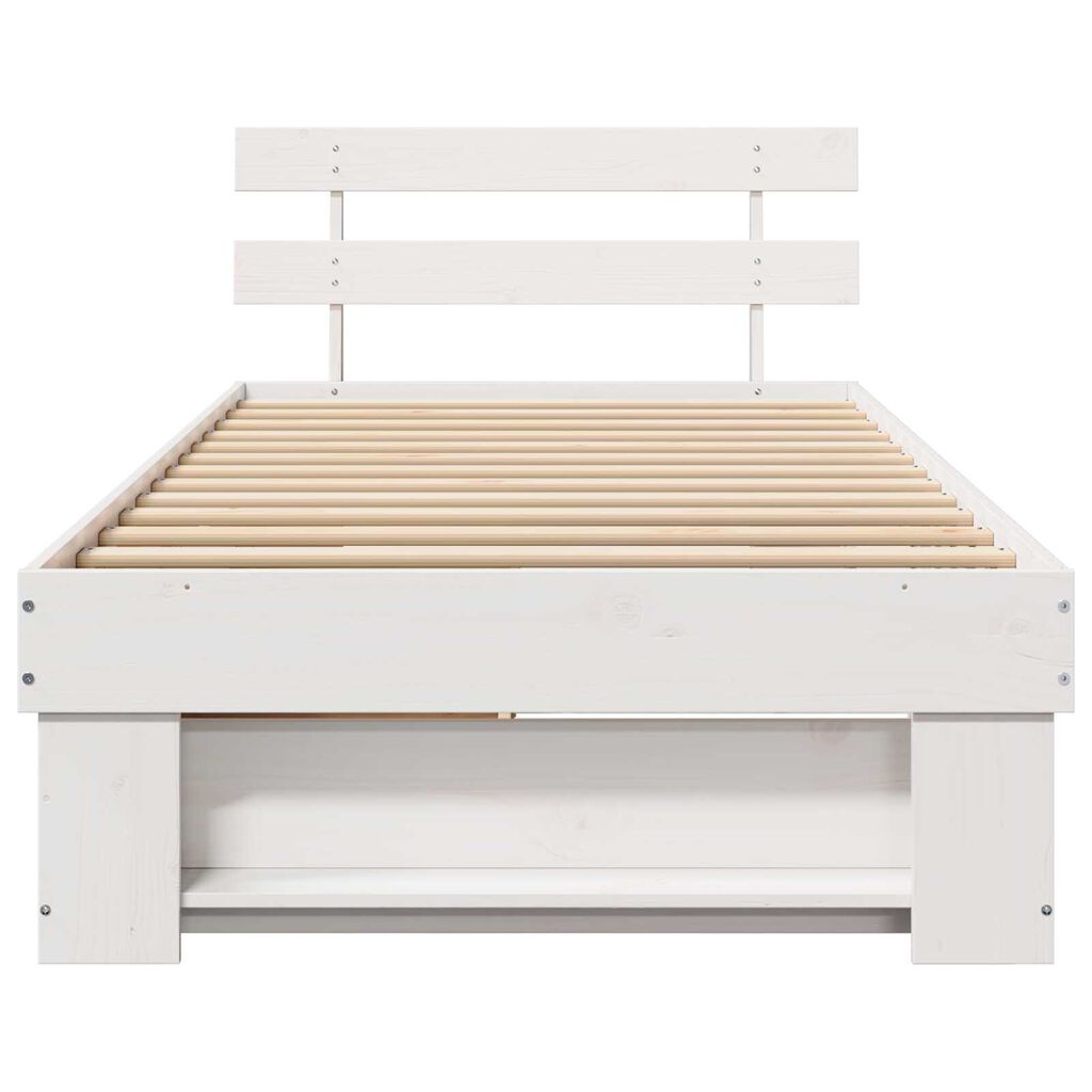 vidaXL Σκελετός Κρεβατιού Λευκό 75 x 190 cm Συμπαγές ξύλο πεύκου