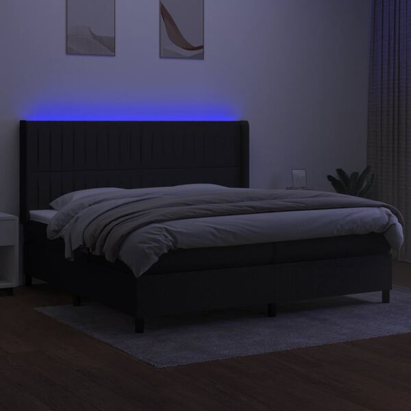 vidaXL &Kappa;&rho;&epsilon;&beta;ά&tau;&iota; Boxspring &mu;&epsilon; &Sigma;&tau;&rho;ώ&mu;&alpha; & LED &Mu;&alpha;ύ&rho;&omicron; 200x200 &epsilon;&kappa;. &Upsilon;&phi;&alpha;&sigma;&mu;ά&tau;&iota;&nu;&omicron;