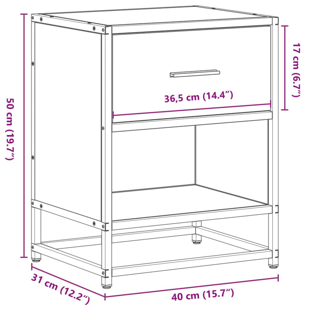 vidaXL Κομοδίνο Μαύρο 40x31x50 εκ. από Επεξεργασμένο Ξύλο