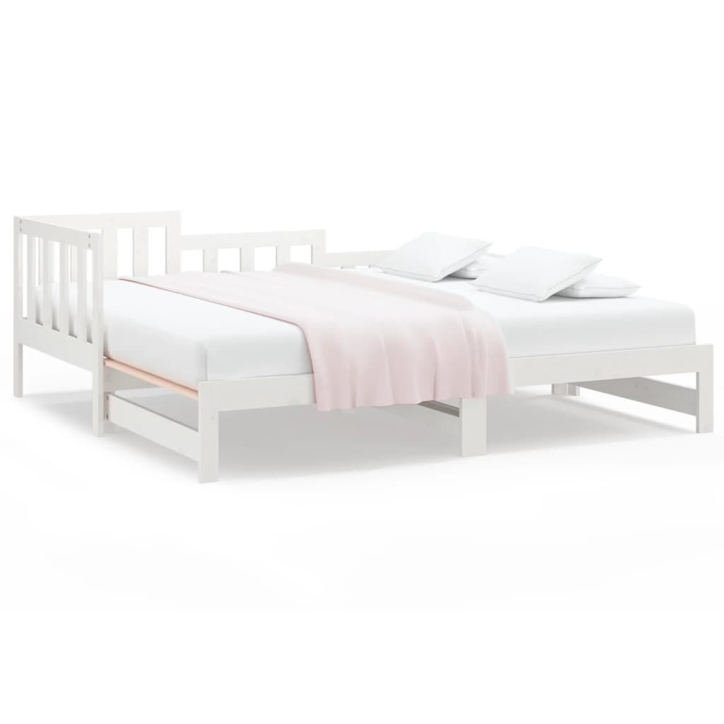 vidaXL Καναπές Κρεβάτι Συρόμενος Λευκός 2x(90x190) εκ. από Μασίφ Πεύκο