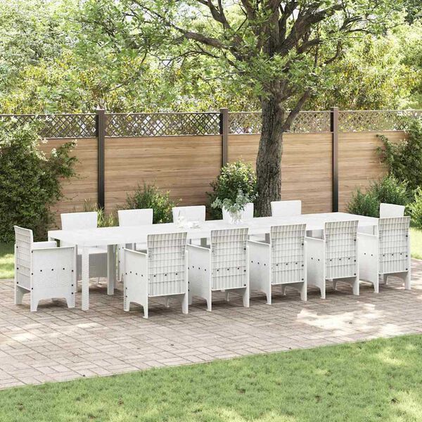vidaXL Τραπέζι Κήπου Λευκό 400 x 100 x 73 εκ. συνθετικό ρατάν