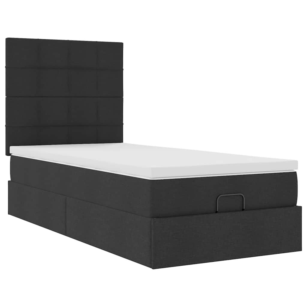 vidaXL Οθωμανικό κρεβάτι με στρώμα Μαύρο 80x200cm Ύφασμα
