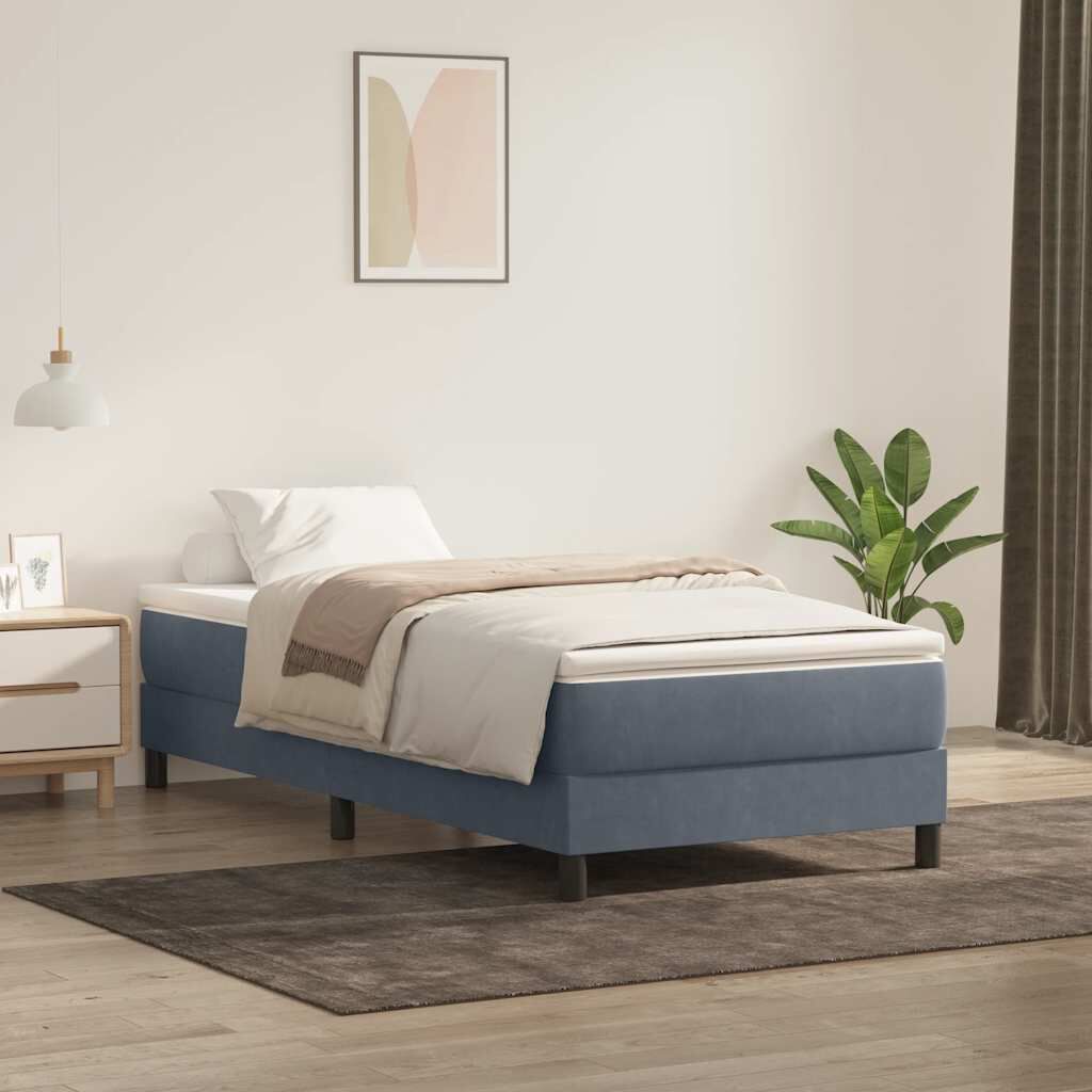 vidaXL Κρεβάτι Boxspring χωρίς Στρώμα Σκούρο Γκρι 80x220 εκ. Βελούδινο
