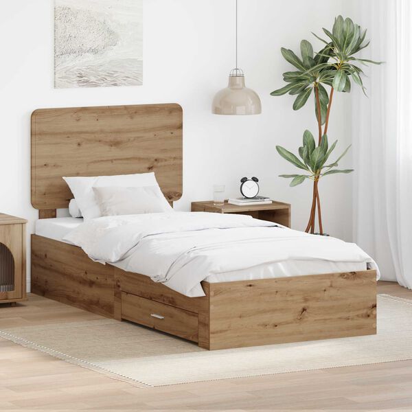 vidaXL &Sigma;&kappa;&epsilon;&lambda;&epsilon;&tau;ό&sigmaf; &Kappa;&rho;&epsilon;&beta;&alpha;&tau;&iota;&omicron;ύ Artisan Oak 90 x 190 cm &Epsilon;&pi;&epsilon;&xi;&epsilon;&rho;&gamma;&alpha;&sigma;&mu;έ&nu;&omicron; &xi;ύ&lambda;&omicron;