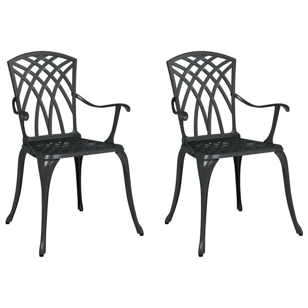 vidaXL Καρέκλα Κήπου 2 pcs Μαύρο 55 x 56.5 x 91εκ Αλουμίνιο