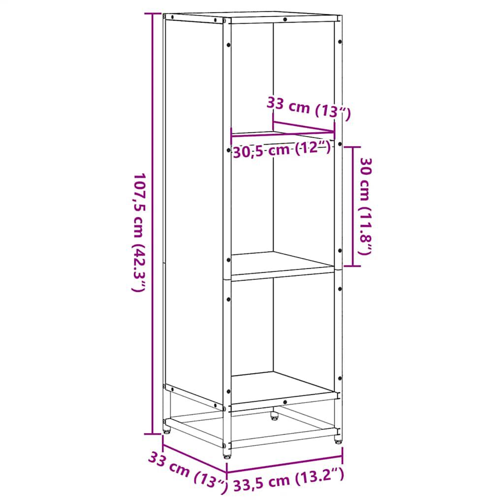 vidaXL Βιβλιοθήκη Μαύρο 33,5x33x107,5 εκ. από Επεξεργασμένο Ξύλο