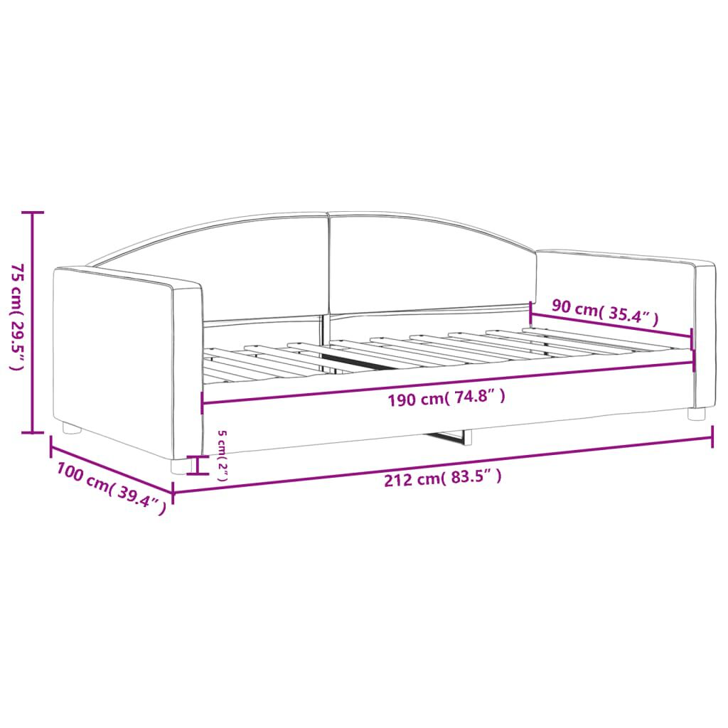 vidaXL Καναπές Κρεβάτι Σκούρο Γκρι 90 x 190 εκ. Υφασμάτινος