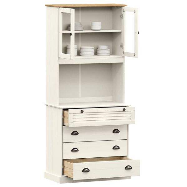 vidaXL Βιτρίνα VIGO Λευκή 80 x 40 x 176 εκ. από Μασίφ Ξύλο Πεύκου
