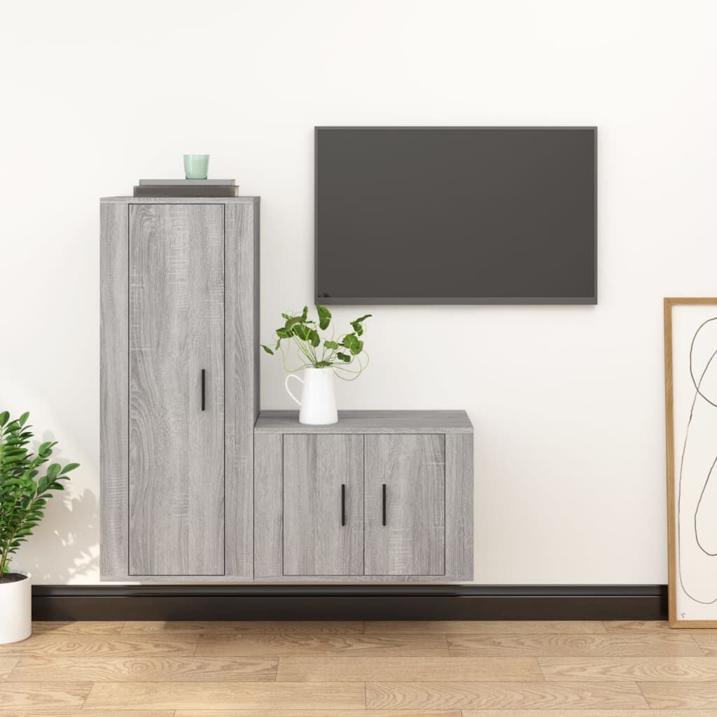 vidaXL Σετ Επίπλων Τηλεόρασης 2 Τεμαχίων Γκρι Sonoma Επεξεργ. Ξύλο